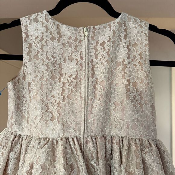 SZ 8 Girls Elegant Cream Lace Kids Dress - Picture 6 of 8